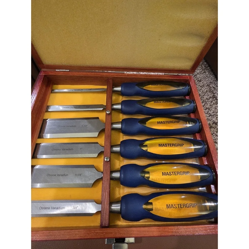 Wood Chisel Set Mastergrip 6 Pc in Wooden Case Chrome Vanadium